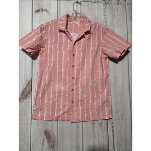 PacSun Shirt Mens Small Pink Tie Dye Stripe‎ Button Front Cotton Casual
